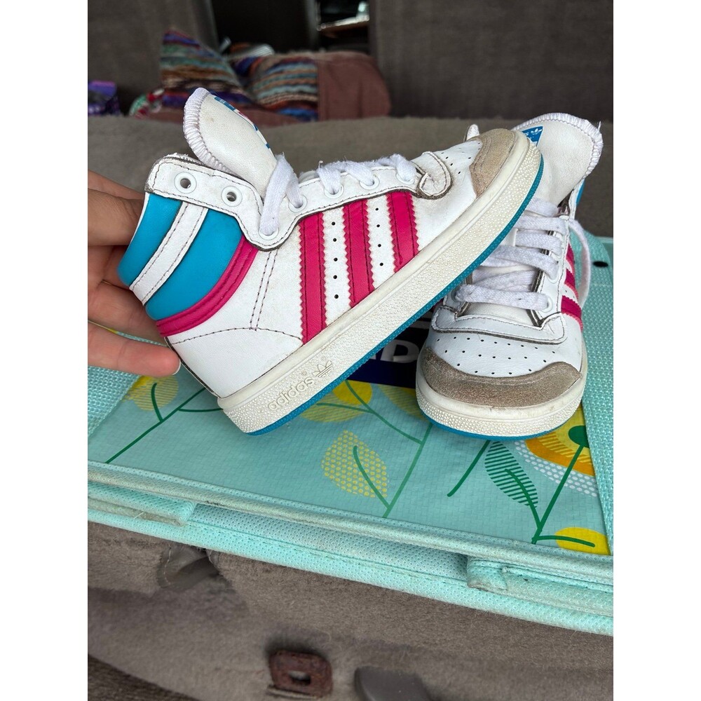 Adidas Originals Top Ten Toddler High Top Sneakers – Size 6K – Pink/Blue